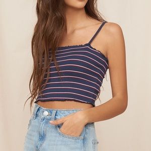 Blue,white,and red ribbed cropped midi cami